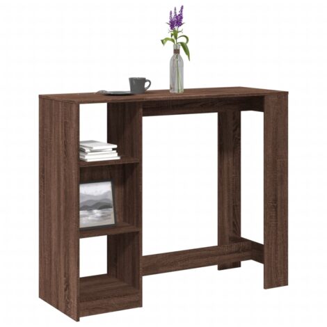 Bartisch mit Regal Braun Eiche 124x46x103