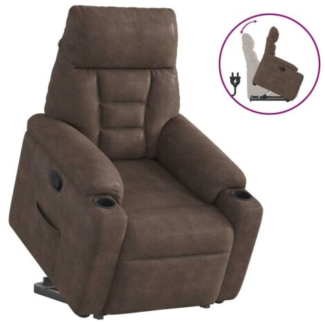 Relaxsessel mit Aufstehhilfe Braun Mikrofasergewebe